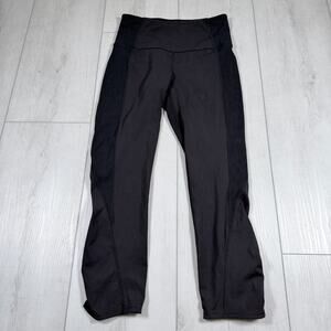 Lululemon On Your Mark Crop Leggings Black 22" Ribbed ruched ankle W6AJFS Sz 6